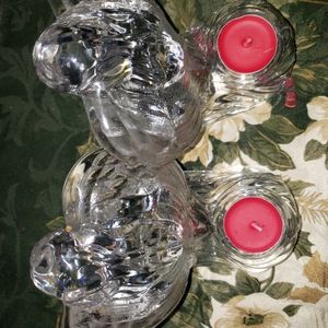 Crystal Glass Angel Candle Holders (pair)